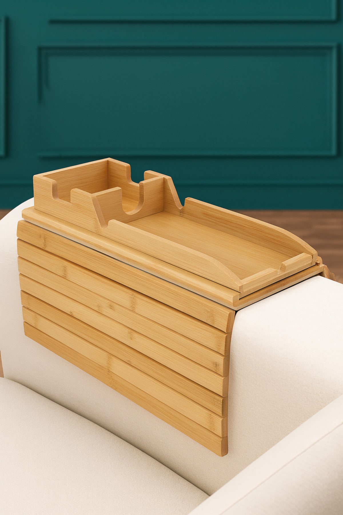 Zenbuu™ Premium Katlanabilir Bambu Kolçak Tepsisi