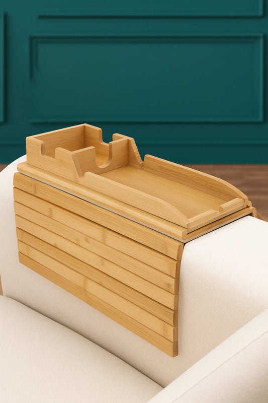 Zenbuu™ Premium Katlanabilir Bambu Kolçak Tepsisi